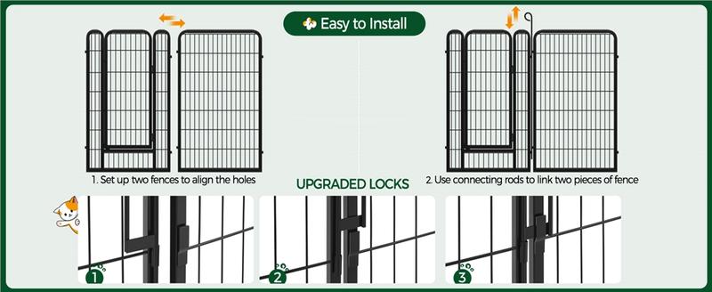 Yaheetech Dog Playpen 8 Panels Metal Pet Playpen Exercise Barrier Outdoor Indoor Fence with Door, 24/32/40/47 inch
