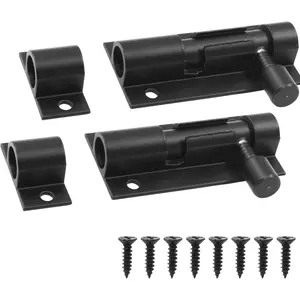 2 Pcs 2 Inch Heavy Duty Barrel Bolt Latch, Aluminum Alloy Mini Slide Bolt Latch, Small Sliding Lock for Security Gate Warehouse Garage Door (Black)