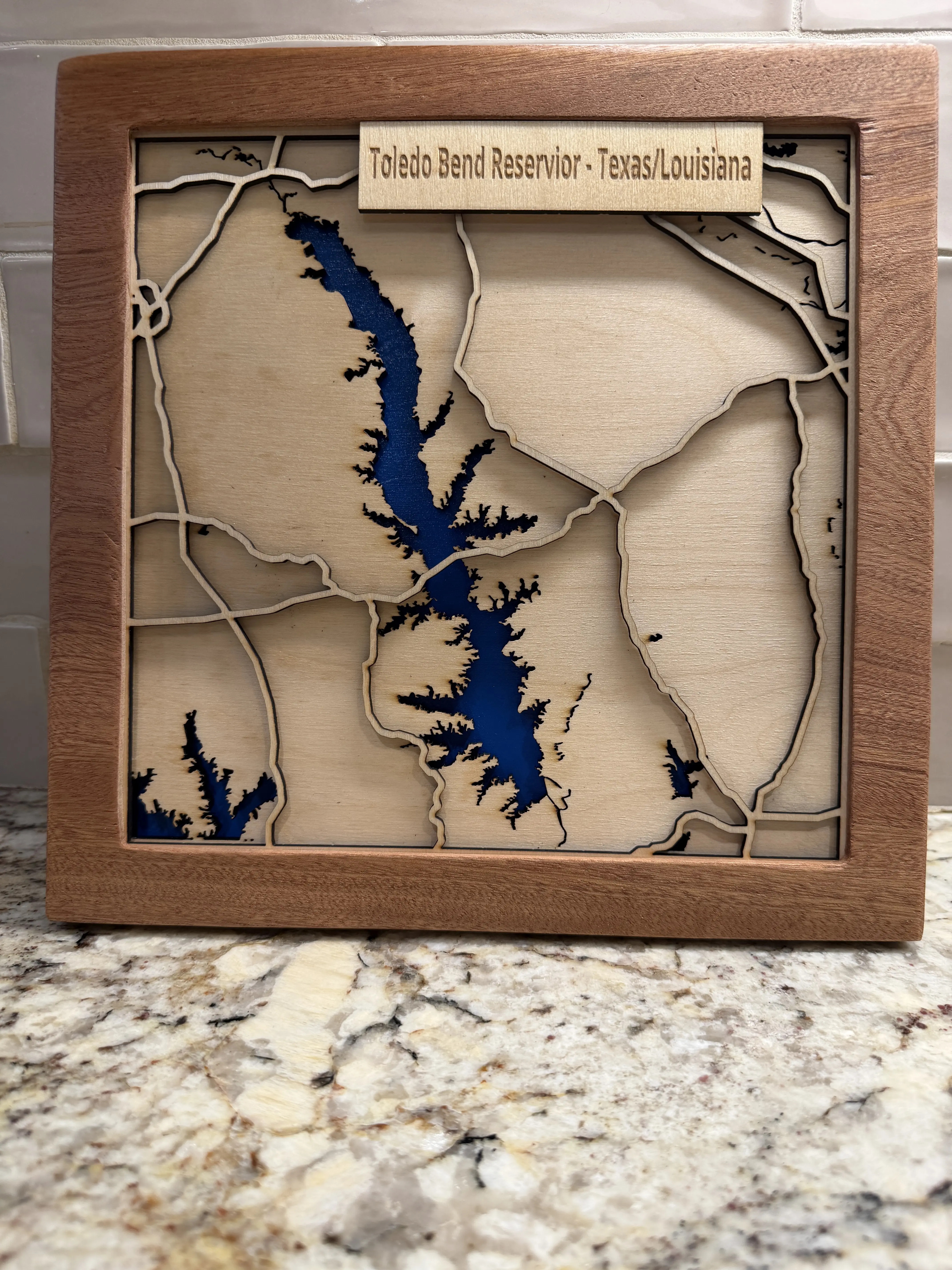 Toledo Bend Reservoir Wood Map | Custom Laser Cut Lake Art | Anniversary Gift | Camp Wall Art | Birthday Gift