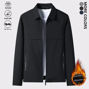 Men's Thickened Cotton Jacket with Lapel for Autumn and Winter, Simple Patchwork Zippered Outdoor Windproof Coat, Fashionable Casual Business Style Zippered Jacket, Suitable for Daily Commuting and Outdoor Activities