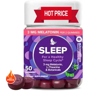 Sleep Gummy Supplement with Melatonin & L-Theanine Chamomile, Blackberry Zen, 50 Gummies (25 Day Supply) Supports a Healthy Sleep Cycle* (Packaging May Vary), gift for him and her, mother dad lover gift