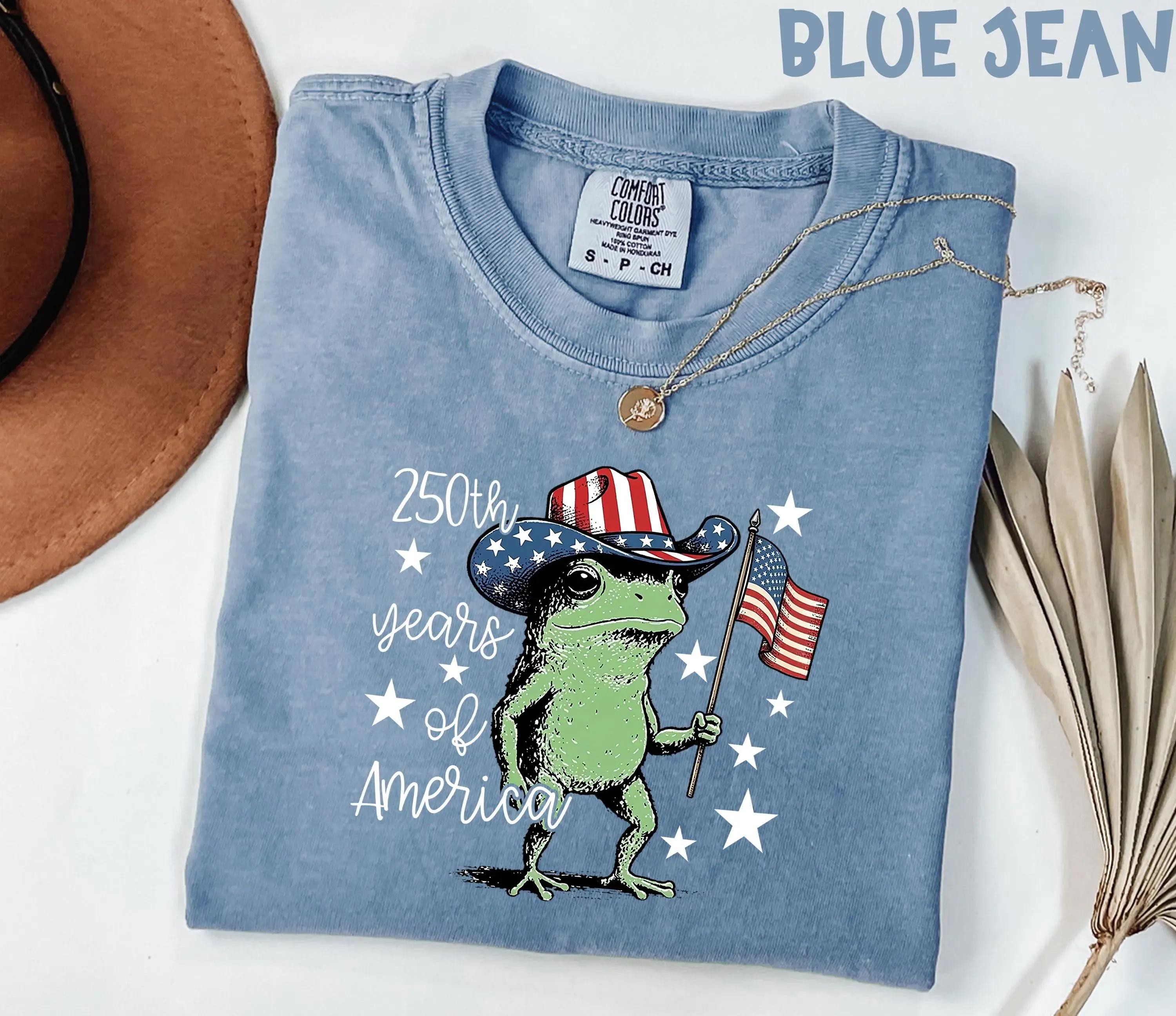 Comfort Colors 250th Years Of America Shirt, Patriotic Frog Tee, Semiquincentennial 1776 2026 Shirt, Ironic USA Anniversary Graphic TShirt, Vintage Retro America Tee