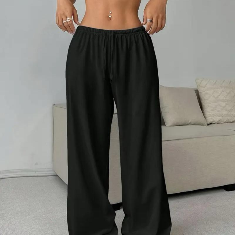 Baggy Wide Leg Lounge Sweatpants - White Comfortable Elastic Waist Women's Casual Pants for Everyday Wear