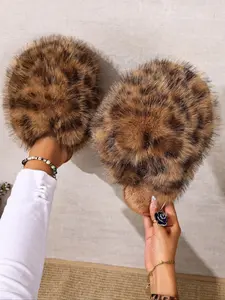 New Trendy Plush Fur Slippers, Super Cute Fashion Warm Home Shoes, Fuzzy Warm Slippers, Anti-Slip Thick Sole Cat-Feeling Cotton Slippers, Girls' Gift