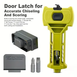 Door Latch Installation Kit, Door Latch Mortise Tool for Precise Scoring and Chiseling, Accurate Professional Installation, Door Installation Kit Suitable for Square or Round Deadbolts, 1-3/8" or 1-3/4" Thick Doors, Built-in Score and Chisel Tools