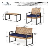 Yellow Rattan & Navy Cushion 