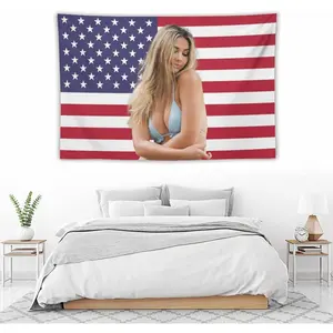 Madelyn Star Cline American Flag Tapestry 40"x60" Pink Wall Hanging for Dorm Room Decor Banner Decoration 60in x 40in Polyester Tapestry with 4 Grommets for Easy Hanging
