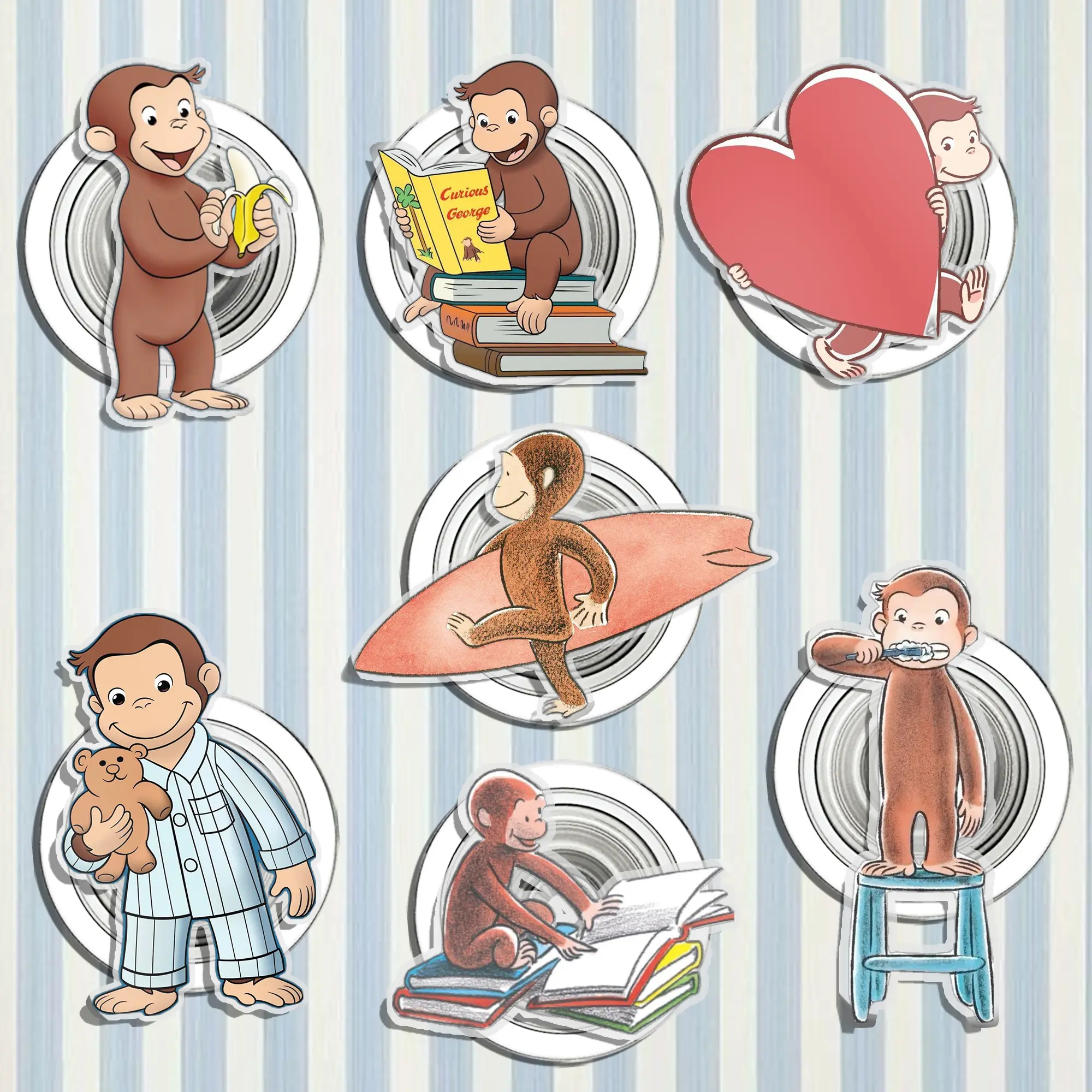 Curious George Kindle Grip MagSafe Phone Grip Cute Love Phone Holder, Kawaii Style Grip, Gift for Phone or Kindle Lovers Magnetic Pop Socket Phone Grip Phone Grip Kindle Grip Popsocket