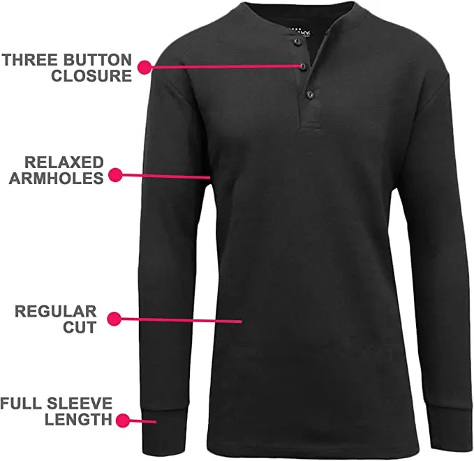 5-Pack Men's Waffle-Knit Long Sleeve Crew Neck & Henley Thermal Shirts