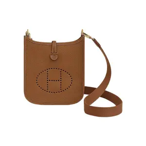 Hermes Evelyne 16 Gold Buckle Clemence Calfskin Crossbody Shoulder Bag for Women in Gold Brown