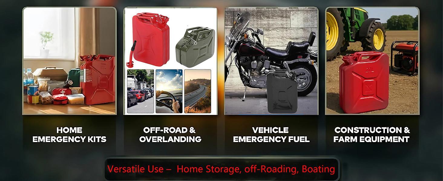 Ubesgoo 5L/10L/20L Fuel Can, Portable Jerry Gas Can with Flexible Spout System, Rustproof ＆ Heat-resistant Steel Fuel Tank for Cars Trucks Equipment Bottles OrganiserVersatile Water and Liquid Container for Cars, Trucks, Motorcycles
