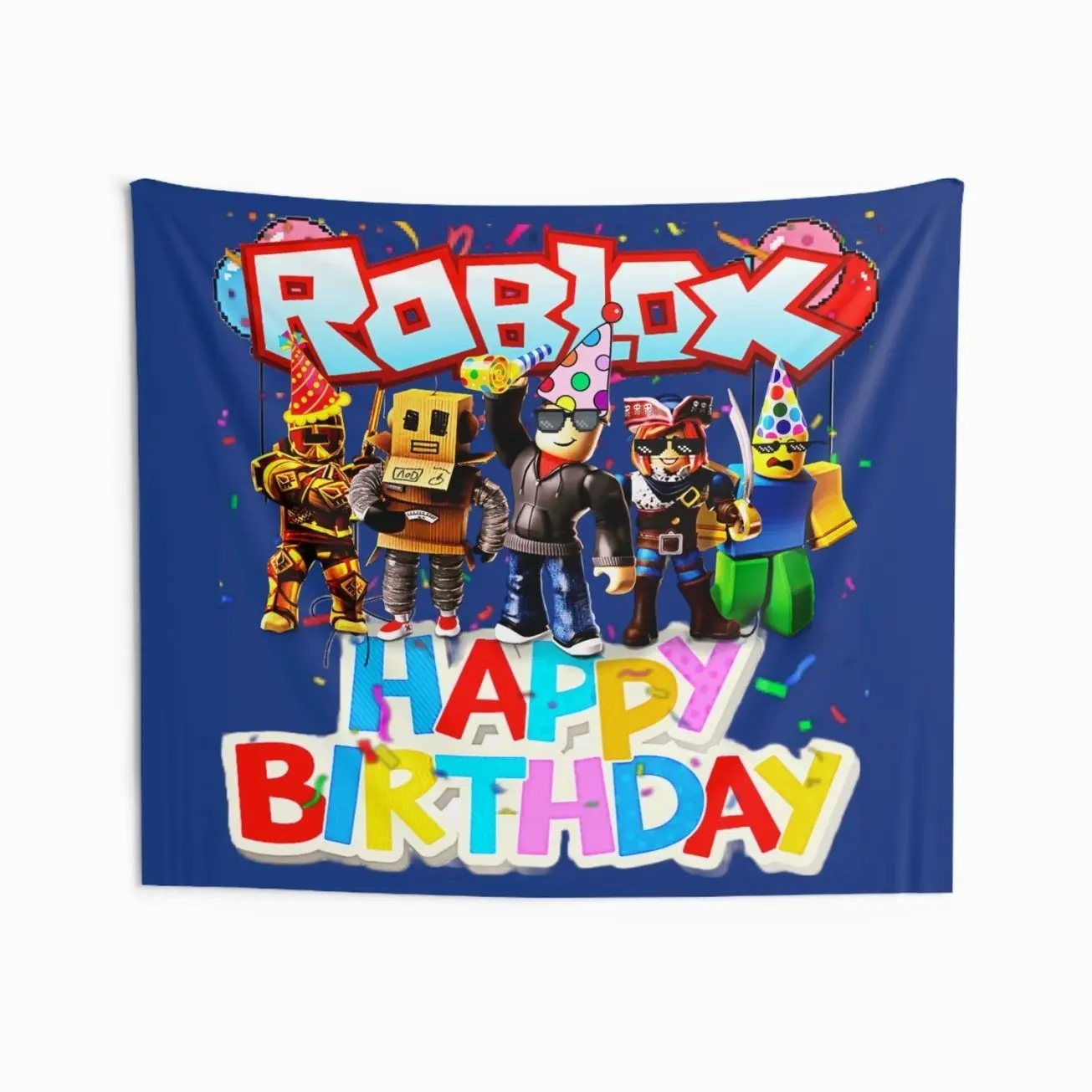 2024 Roblox Inspired Happy Birthday Party Wall Tapestry Banner Tapestry, Gift for Friend, Decor room