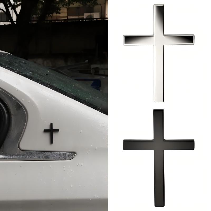 Two Pcs 3D Cross Sticker Christian Car Exterior Decorative Sticker Universal Car Accessories for Motorcycle & SUV Emblem Badge Decal Decoration Two Pcs No Warranty