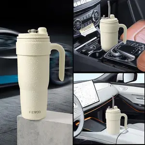 40oz Stainless Steel Tumbler with Handle and Straw, Travel Coffee Mug Stainless Steel Insulated ,Travel Mug with Lid, Spill Proof, Hot Beverage and Cold,