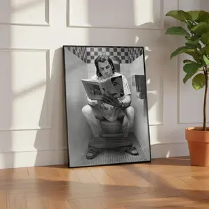 [SALE UP TO 50% + FREE SHIP] Funny Bathroom Poster, Pulp Fiction Movie Print, Minimalist Black & White Photo, Museum Grade