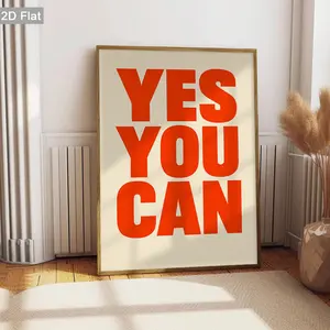 2D Flat, 1pc Unframed Yes You Can Canvas Paintings, Motivational Quote Wall Art Poster, Bold Typography Art Prints, Retro Wall Decor, Classic Decorations Posters, Modern Wall arts, Home Decor, Gifts, For Living Room, Bedroom, Home Office, Frameless