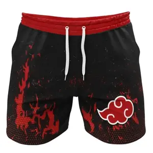 Red Cloud Pride Akatsuki Naruto Gym Shorts Men's Basketball Shorts Workout Sport Knee Pants with Pockets Athletic Sweat Walking Summer Shorts
