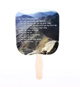 The Ten Commandments Handheld Church Fans, Pack of 25 - Traditional Hand Held Parlor Fan with Inspirational Print, Durable Cardstock & Wooden Handle - Ideal for Services, Graduations, Outdoor Events
