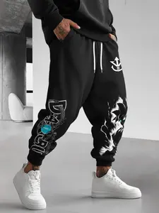 Go-Ku Graphic Pants for Daily Wear, Men's Joggers with Deep Pockets, Women's Skinny Jogger Pants, Elastic Waist, Casual Streetwear