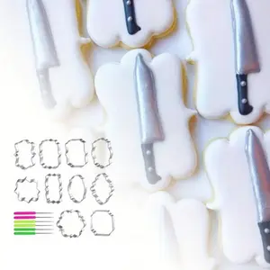 Blessing Frame Set 10pcs Stainless Steel Cookie Cutters, Frame Style Cookie Cutters for DIY Baking, Embossed Cookie Molds for Parties, 6 Cookie Scribes