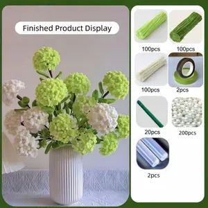 524 Piece Pipe Cleaner Flower Kit, Chenille Stem Craft Set, Twisty Stick Bouquet Material Pack, Graduation Gift, DIY Wedding Flowers, Desk Decor