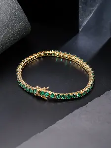 1pc ICED CHICS green zircon bracelet, hip-hop style, suitable for daily wear, gift, 4mm single-row tennis chain