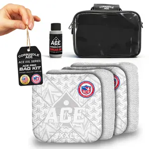 ACE XXL Series White Carpet ACO Pro Approved Cornhole Bag Kit | 4 Bags, 5/9 Speed + Break-In Kit + Carry Case