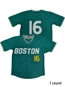 Men's Embroidery Baseball Jersey, Casual Loose V Neck Baseball Top, Breathable Quick Drying Sports Top for Outdoor Sports