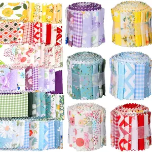60 Pcs Rolls Quilting Roll for Crafting and Sewing 2.5 X44 Inch Jelly Floral Cotton Roll Patchwork Quilting for Blanket, Rug, Decoration and Purse
