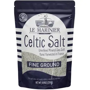 Le Marinier Celtic Salt Fine Ground 8.81oz, Mineral-Rich, Unrefined Sea Salt, 100% Natural, Hand Harvested,Electrolyte, Low Sodium