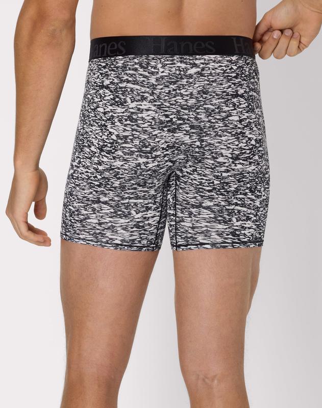 Hanes Originals Men's SuperSoft Boxer Brief Underwear, Viscose from Bamboo, Black/Grey/Print, 3-Pack