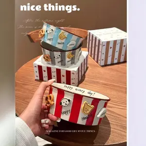 New Design Pet Bowl Cute Ceramic Food and Water Bowl with Wide Mouth Anti-Black Rice Dog and Cat Spill-Proof Eco-Friendly