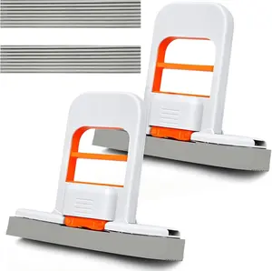 [Pack of Two]Rozino Mini Mop 2025 New Upgrade Portable Self-Squeezing Mop for Small Spaces Wet & Dry Use Orange Color with Sponge Included Ideal for Bathroom Kitchens and Desktop Glass Cleaning Pack of 2