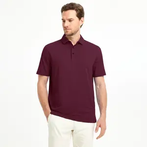 M MAELREG Men’s Golf Polo Shirt Dry Fit Short Sleeve Moisture-Wicking Heather Jacquard Performance Active Polo Casual Menswear