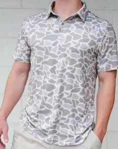 Classic Deer Camouflage Polo Shirt for Men Short Sleeve Outdoors Fishing Golf, Cozy Fit, Perfect Any Season, Full Color
