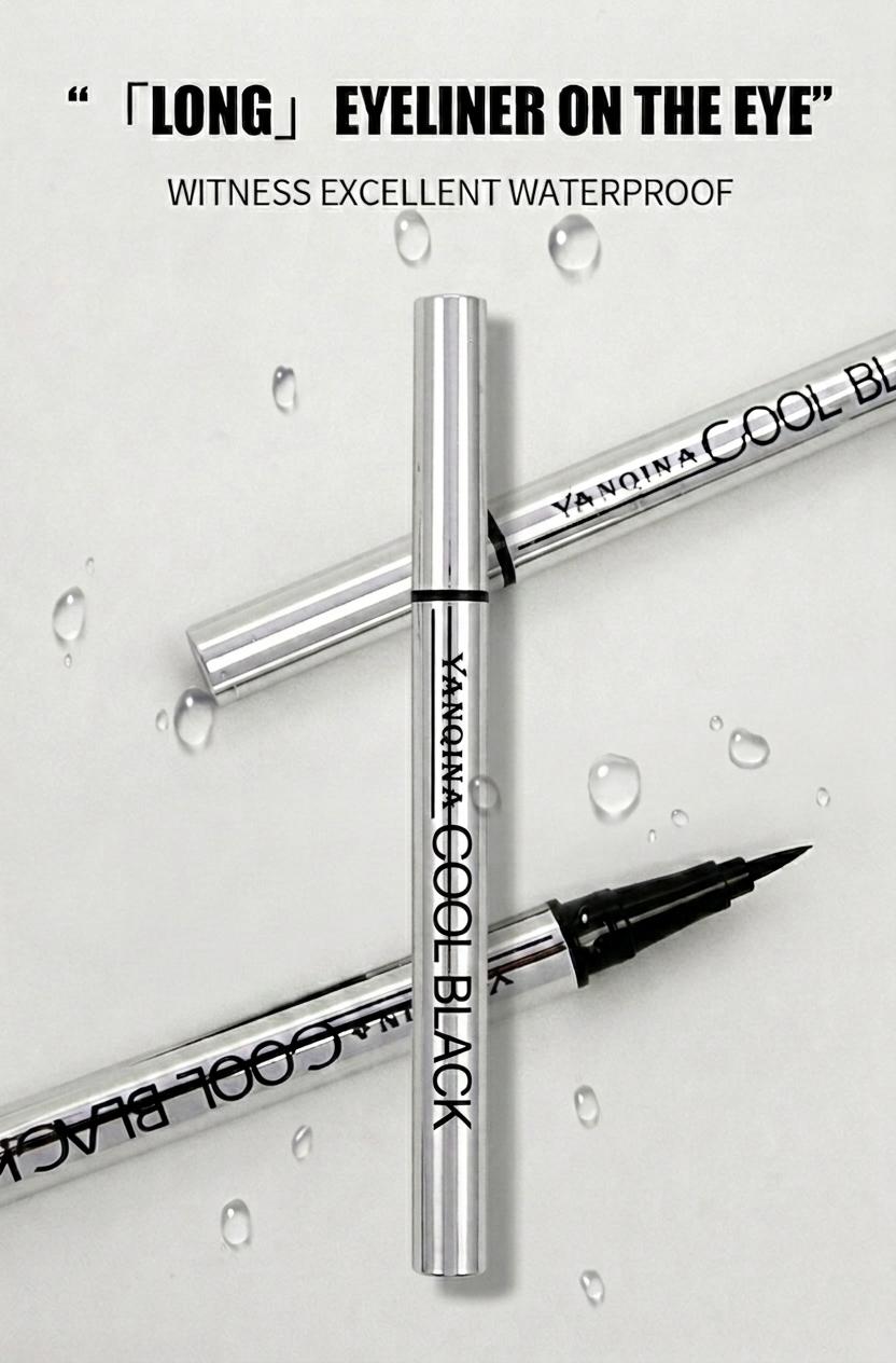 YAN QI NA Cool Black Liquid Eyeliner Pen Waterproof Ultra-Fine Tip Anti-Smudging Wing Lines Precise Application Friendly for Beginners YAN QI NA Cool Black Liquid Eyeliner Pen Waterproof Ultra-Fine Tip Anti-Smudging Wing Lines Precise Application Friendly for Beginners