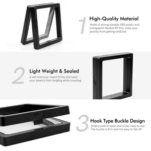 3D Floating Jewelry Frame；Clear Jewelry Organizer Storage Box；Coins Jewelry Display Case Holder