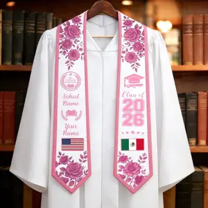 Custom Graduation Stole With Name&Logo, Personalized School Color Graduation Sash Flag Gifts