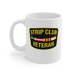 Strip Club Veteran Mug | Novelty Veteran Humor, Retro Patch Design