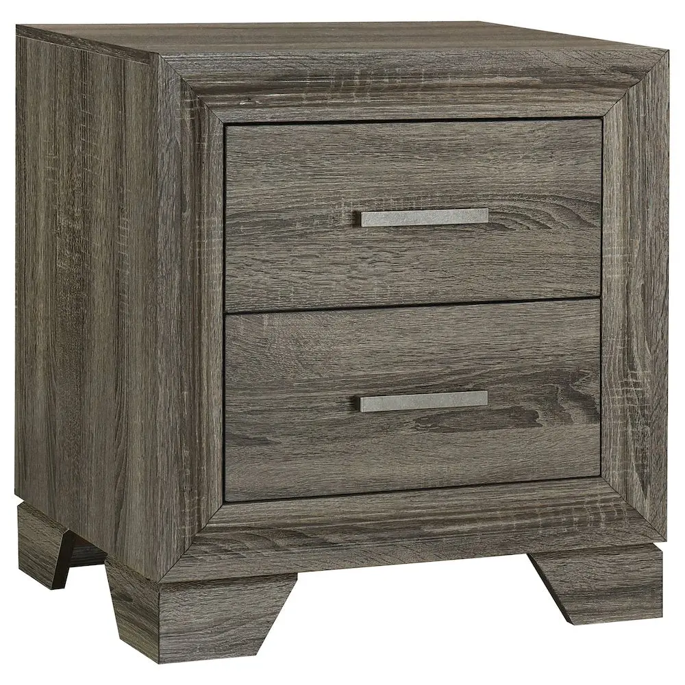 Wright 2-Drawer Farmhouse Casual Wood Nightstand, Brown Oak Indoor Storage Side Table