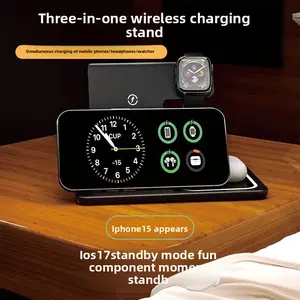 Acer S3 3 in 1 Wireless Charging Station, MagSafe Charger Stand Compatible, Qi2 15W Certified Palm-Sized Foldable Charger for iPhone 17/16, Apple Watch, AirPods (Non-Battery, Adapter Included)