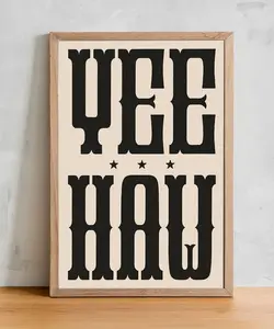 Yeehaw Typography Art Print, Western Wall Decor, Cowboy Poster, Art Ranch or Cabin Home, Modern Farmhouse Wall Art, Southwest & Southern Art