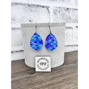 Handmade Hypoallergenic Mermaid-Inspired Tear Drop Earrings - Great for all types of Sensitive Ears