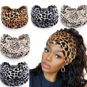 4pcs Fashionable Leopard Print Yoga Women's Headbands - Wide Knot Absorbent Sports Headscarves Fitness And Hair Accessories, Worn Daily Sports Parties
