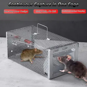 Metal Humane Rat Trap, Reusable Live Trap Mouse Cage 11.02x5.71x4.53 in Live Rat Cage Trap for Indoor and Outdoor Small Rodent Animal Mouse Vole Chipmunk Hamsters Live Cage, Safe Control No Kill, Indoor Outdoor Use, Rat Control Tool for Home Farm Business