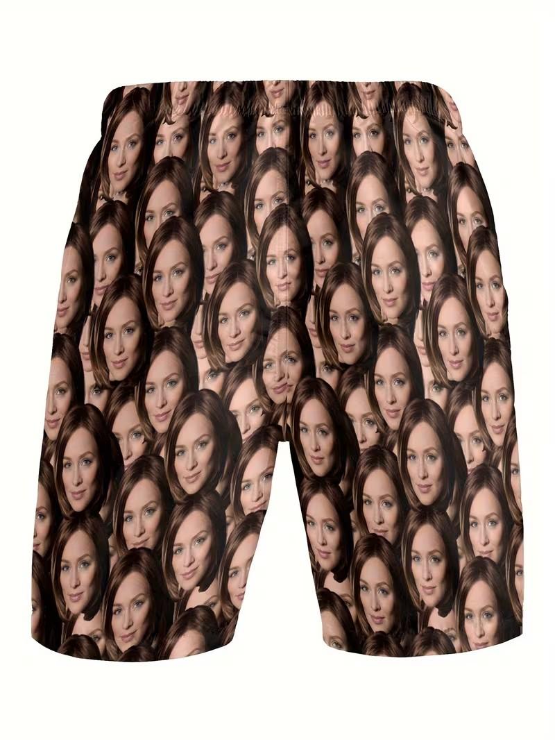 Men'S Custom Portrait Print Shorts, Trendy And Novel, Perfect for Summer Beach Parties, Ideal As a Gift