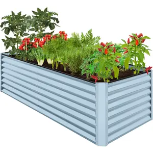 Best Choice Products 8x4x2ft Outdoor Metal Raised Garden Bed, Planter Box for Vegetables, Flowers, Herbs