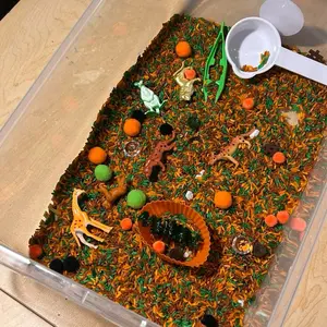 Sensory Bin Filler Safari theme Colored Rice Play Kit for Kids Interactive Learning & Hand Eye Coordination Development