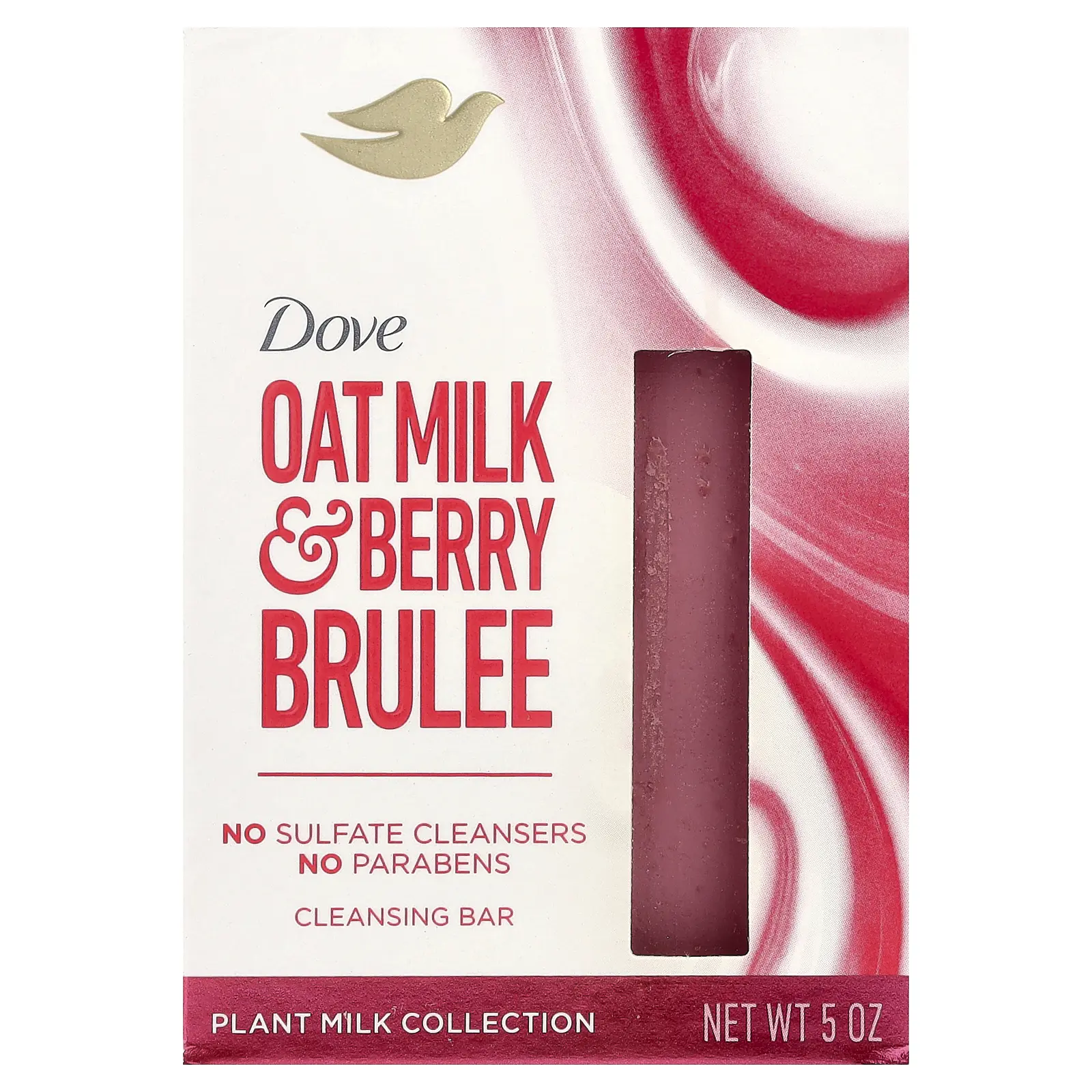 Dove Plant Milk Cleansing Bar Soap, Oat Milk & Berry Brulee, 5 oz