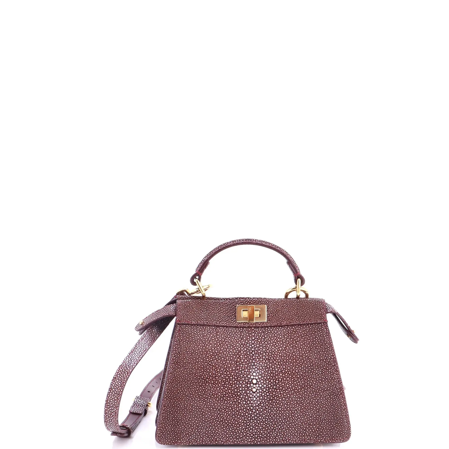 Pre-owned Leather, Stingray Top Handle Bags Fendi Peekaboo ISeeU Bag Stingray and Leather Petite by Rebag